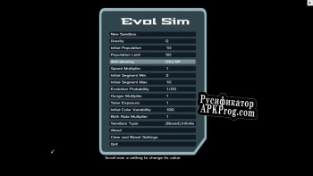 Русификатор для Evol Sim Evolution Simulator