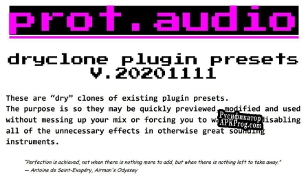 Русификатор для prot.audio DRYCLONE plugin presets (Harmless, Sytrus)